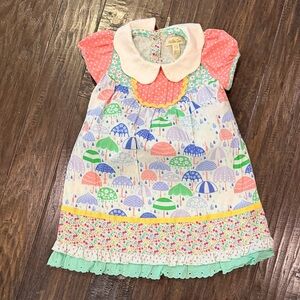 Matilda Jane Pink and Green Umbrella Print Dress size 18-24 months